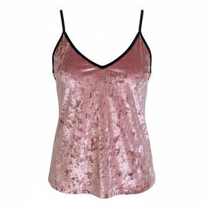 PINK Crushed Velvet Pink Cami Tank Adjustable Strap Soft Grunge Sleep Top Ballet